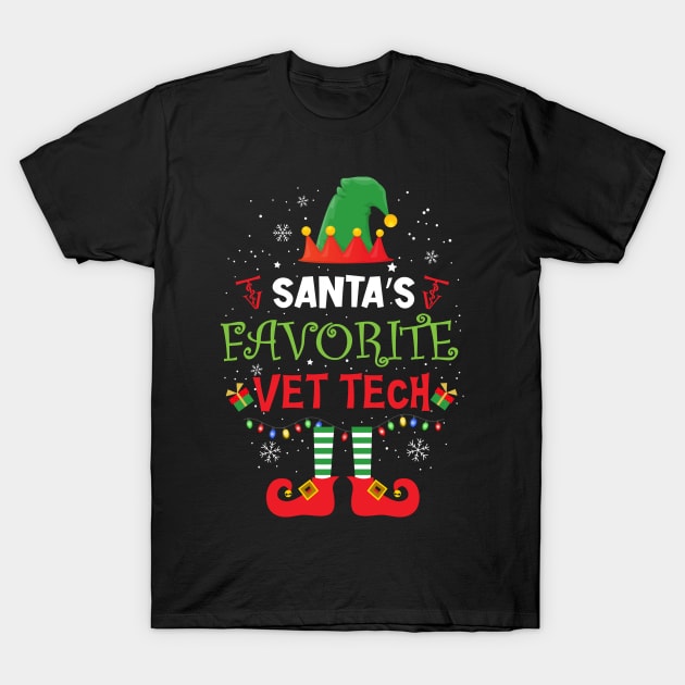 Santa's Favorite Vet Tech Elf Merry Christmas Happy Holidays Season T-Shirt by BoongMie